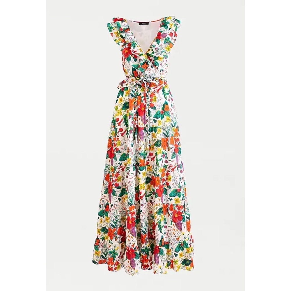 J. Crew Ruffle-front Maxi Dress In Ratti Island Botanical Print - Picture 15 of 16
